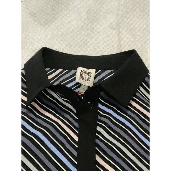 Anne Klein Womens Blouse L Milano Striped - Picture 9 of 11